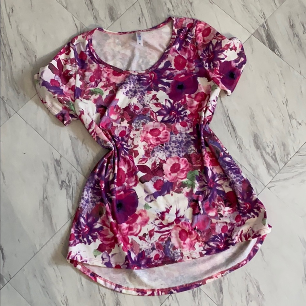 LLR Pink & Purple Floral Fitted T-shirt